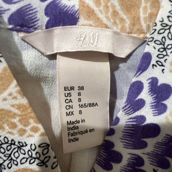 H&M Button Front Floral Pleated Ruffle Multicolor Sleeveless Maxi Dress Size 8 - Picture 11 of 11